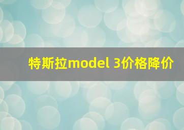 特斯拉model 3价格降价